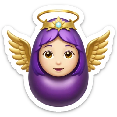 Original eggplant emoji wearing an angel halo sticker