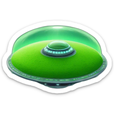 ufo landing on green jungle earth sticker
