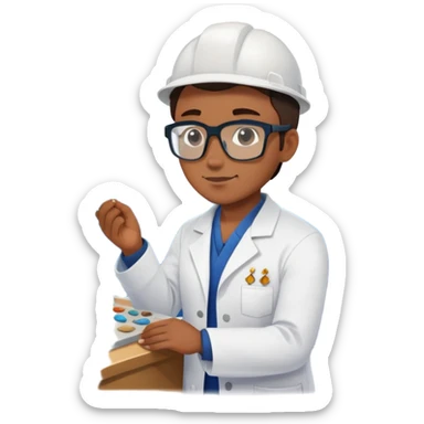 Marine geologist examining rock samples on deck of research vessel sticker