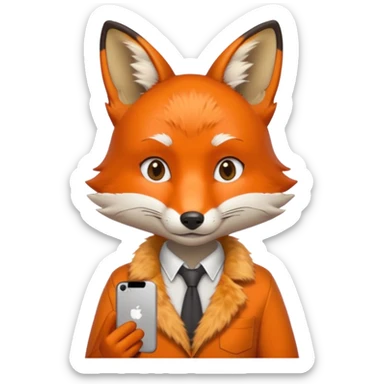 fox waist up in a shirt, iPhone emoji style sticker