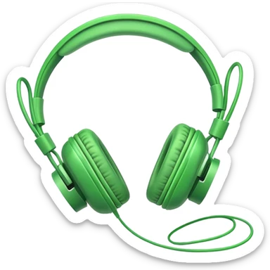 simple green headphones with one cord running down off the bottom edge sticker