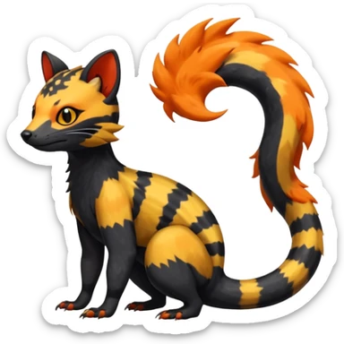 Rare exotic realistic cute epic aesthetic gothic colorful Salandit-Litten-Civet-species-Fakemon-hybrid-creature, with markings, full body sticker