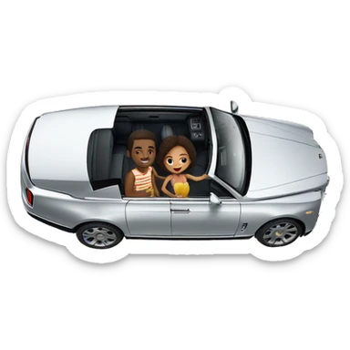 A black boy and girl on vacation inside of a Rolls Royce Cullinan  sticker