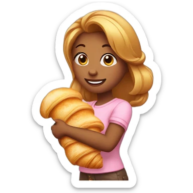 Cute girl with croissant  sticker