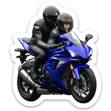 three people driving yamaha r6 sticker