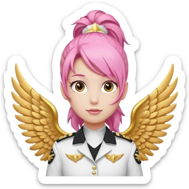 Commander Bloom – pink ponytail pilot in white uniform and gold wings sticker