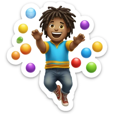 fat brown boy juggling with dreads sticker
