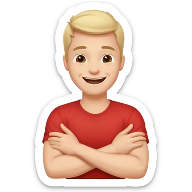 arms crossed holding neck laughing guy sticker