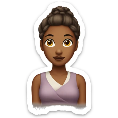 Sassy Brown girl with hair in bun raising eyebrow  sticker