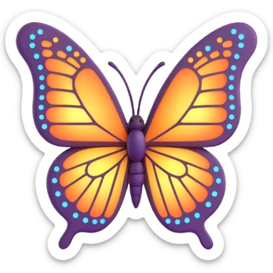 Add more magical dust, glowing and light effects as decoration behind the butterfly. Maintain the 3D cartoon, elegant, fantasy style with a transparent background. sticker