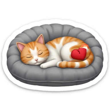 The cat sleeps on the pillow sticker