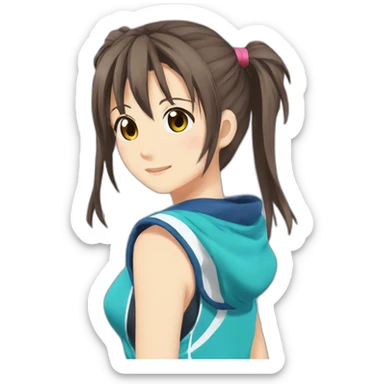 Haruhi Suzumiya with ponytails In sportswear sticker