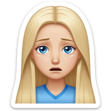 beautiful white girl with long straight blonde hair blue eyes crying  sticker