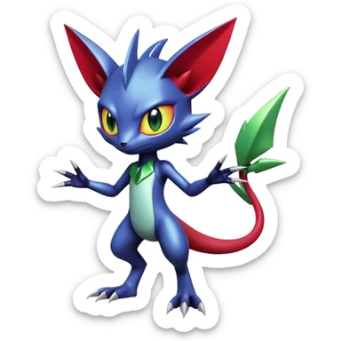 Cute Cool Edgy Shiny Futuristic Ethereal Legendary Digimon-Sneasel-Scizor-hybrid full body sticker