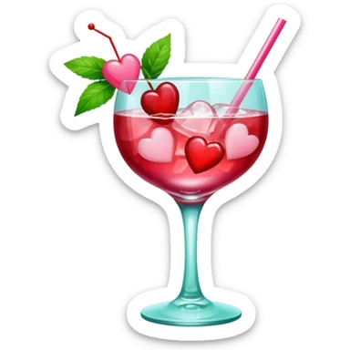 galentines red and pink cocktail with heart cherry sticker