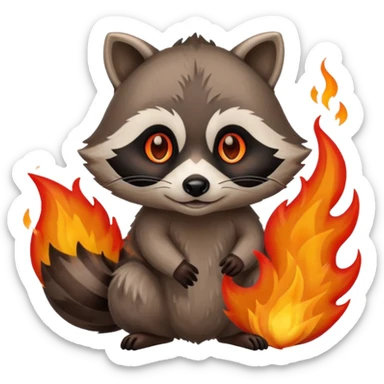 raccoon in fire sticker