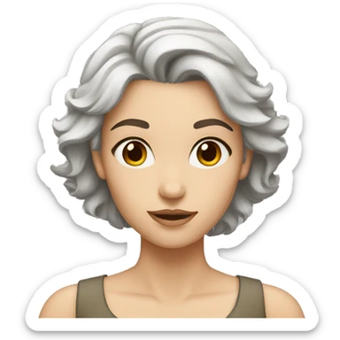 Caucasian Woman brown eyebrows grey hair white skin sticker