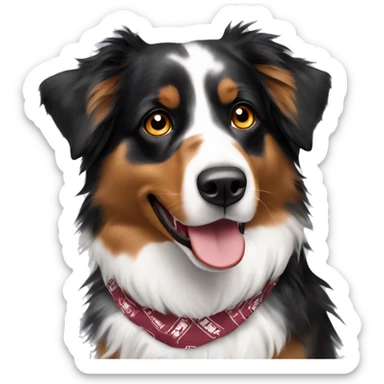 Australian Shepherd with virginia tech bandana sticker