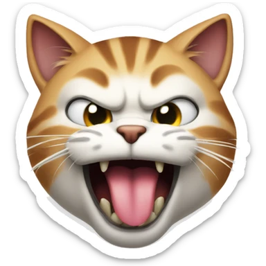 Angry cat showing long finger sticking out tounge sticker