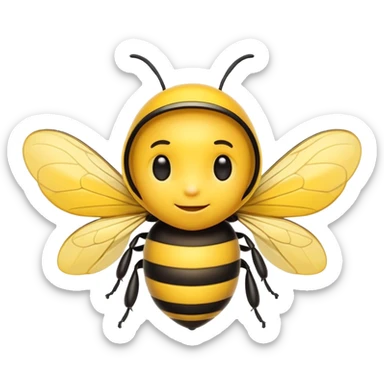 Convert this into a cute emoji-style bee with a human male face. Use bold outlines, bright colors, smooth shading, and a clean glossy sticker look. Transparent or white background. sticker