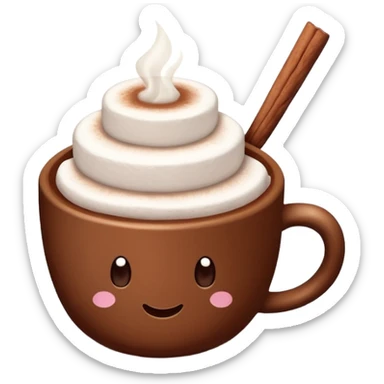 cup of cocoa with marshmallows, no face sticker
