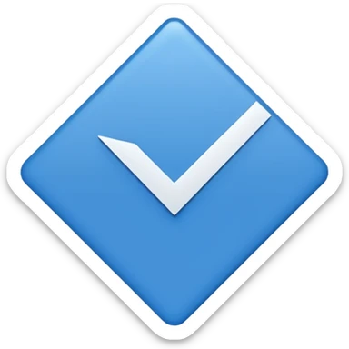 Make Make a symbol with a tilted blue colored square with a tick mark inside it in the middle. Make the edge of the square sharp. Make it normal tilt square and normal tick in the middle sticker