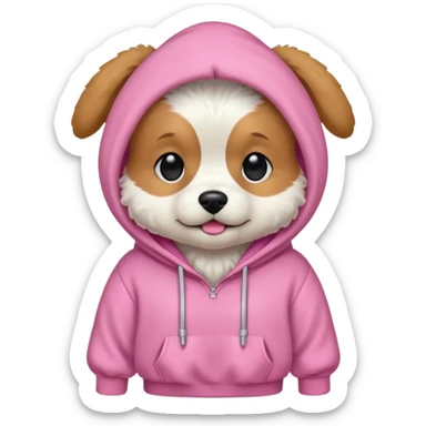 Dog wearing a pink hoodie ￼ sticker
