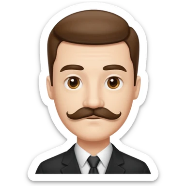 A person with a very square mustache and a side part  sticker
