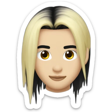 Bill Kaulitz black hair down with blonde highlights emo sticker