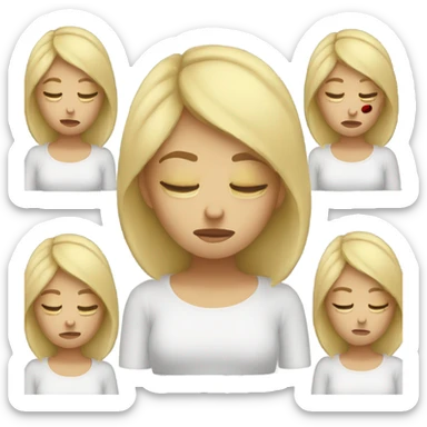 Blonde girl with headache hands on head frown  sticker