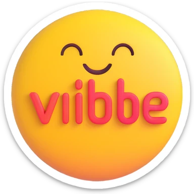 colorful 3D circular emoji with the word 'vibe' in the center in a modern font sticker