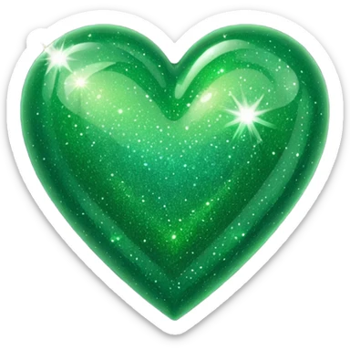 glitter heart, green sticker