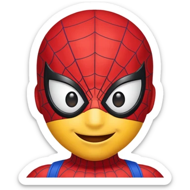 create a yellow emoji of spiderman. style old emoji sticker