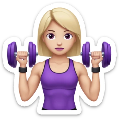 Girl weight lifter purple dumbells sticker