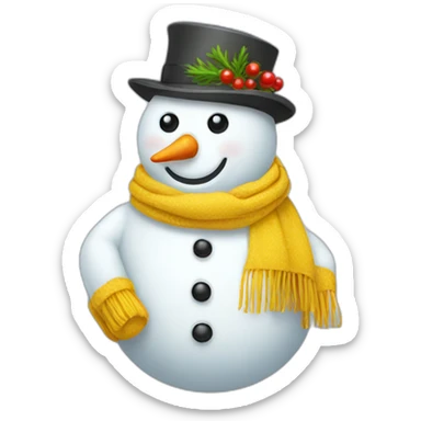 Snowman with yellow scarf sticker