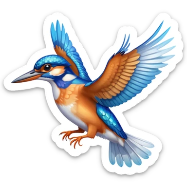 flying kingfisher bird sticker