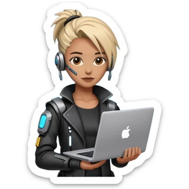 cyber punk holding laptop sticker