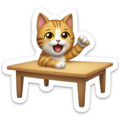 cute cat slapping table sticker