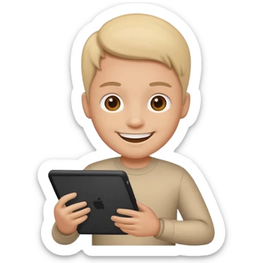 emoji holding and drawing on tablet sticker