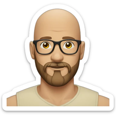 bald beard man with tattoo in glasses sticker