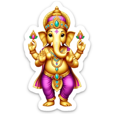 Golden and jewelled Ganesh standing sticker