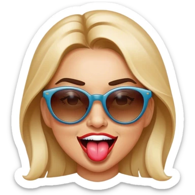 female sunglasses tongue winking sticker