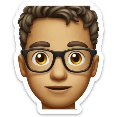 realistic portrait of boy in glasses drinking soda sticker