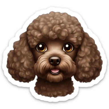 dark brown toy poodle head sticker