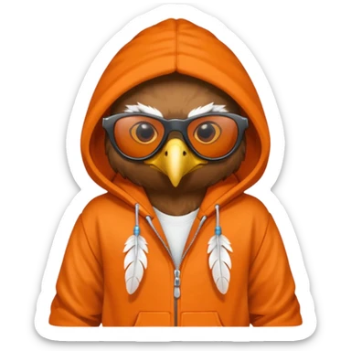 eagle with orange hoodie wearing sunglasses sticker