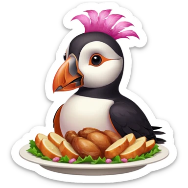 pink puffin pink feathers roast dinner sticker