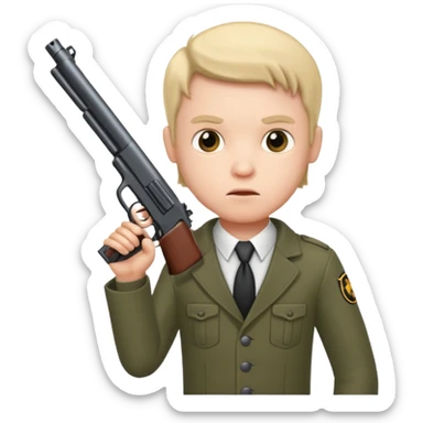 Mini man with a gun sticker