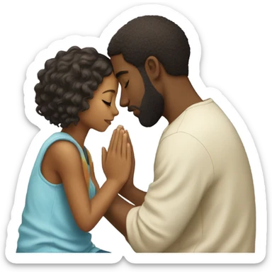 Lighskin bearded boy praying to a pretty black girl sticker