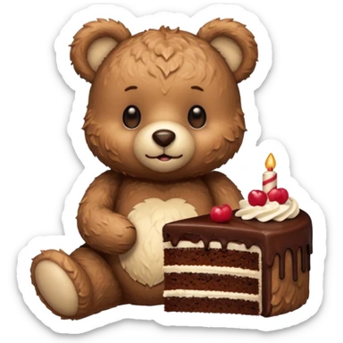 Morning teddy with chocolate cake sticker
