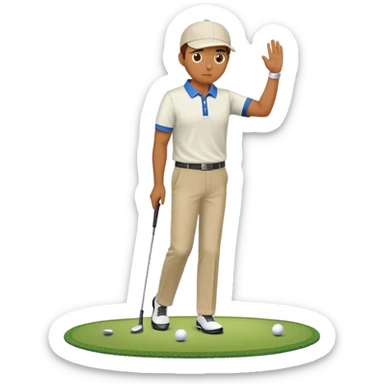 A man missing a putt on the 18th hole to lose a golf match sticker